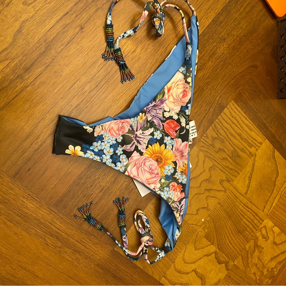 Aqua Bendita print tie side swim bottom L - Picture 4 of 7